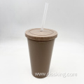 plastic double wall tumbler 500ml/16oz Double Wall tumbler with straw